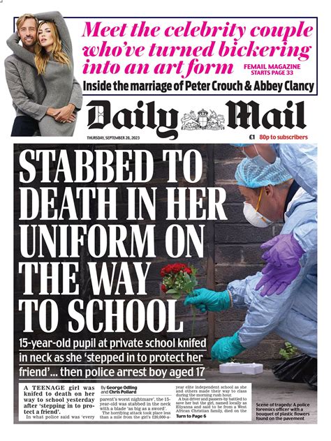 daily mail front page 28th of september 2023 tomorrow s papers today