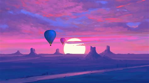 Desert Art And Hot Air Balloon Wallpaper Hd Artist 4k Wallpapers