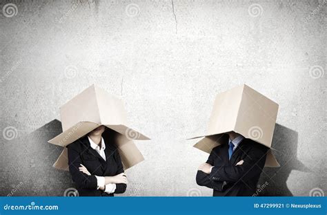 Business People Wearing Boxes Stock Image Image Of Creative