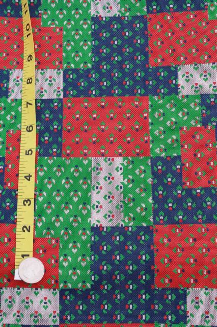 70s 80s Vintage Poly Double Knit Fabric Christmas Tartan Plaid