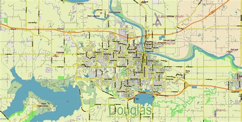 Kansas Full State Us Vector Map Full Extra High Detailed All Roads