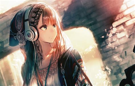 1400x900 Anime Girl Headphones Looking Away 4k 1400x900