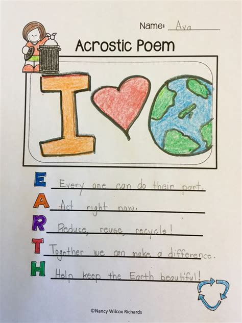 Have Your Elementary Kids Create An Acrostic Poem For Earth Day Easy