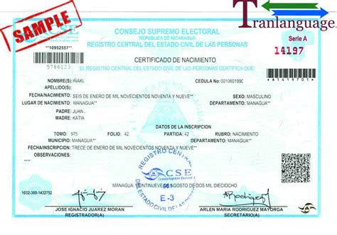 Certificado De Vida En Nicaragua