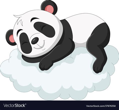 Cartoon Baby Panda Sleeping On Clouds Royalty Free Vector