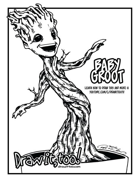 Printable coloring pages for kids and adults. Groot Coloring Pages - Coloring Home