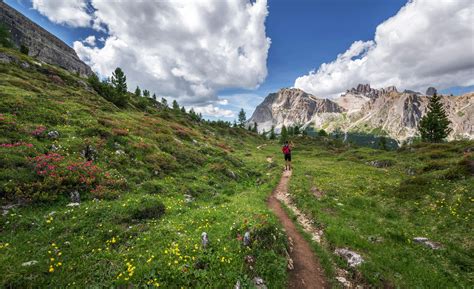 Hiker exploring the Dolomites landscape image - Free stock photo ...