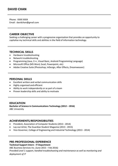 If you're looking at writing your first resume ever, you might be feeling a tad overwhelmed by the mountain of information out there. Sample resume for fresh graduates (IT professional ...