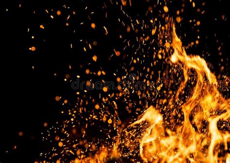 Fire Sparks With Flames On Black Background Stock Image Image Of