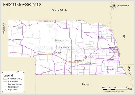 Nebraska Road Map Check Us And Interstate Highways State Routes