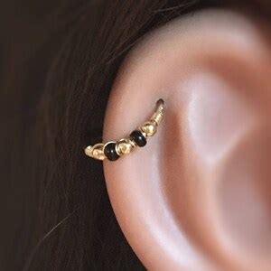 9K Gold Helix Earring Hoop Upper Lobe Earring 14K Cartilage Etsy