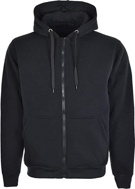 Mens Plain Zip Up Hoodie Extra Large Chest 44 Length 30 Black