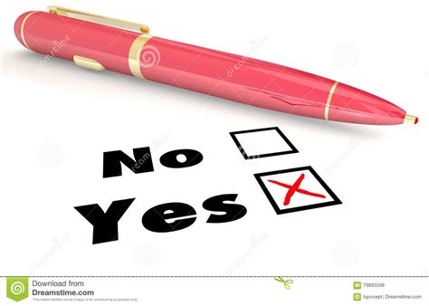 Yes Vs No Answer Choice Pen Check Mark Box Stock Illustration