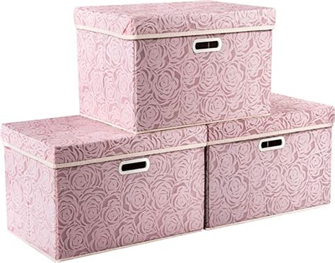 Prandom Larger Collapsible Storage Boxes With Lids Fabric Decorative