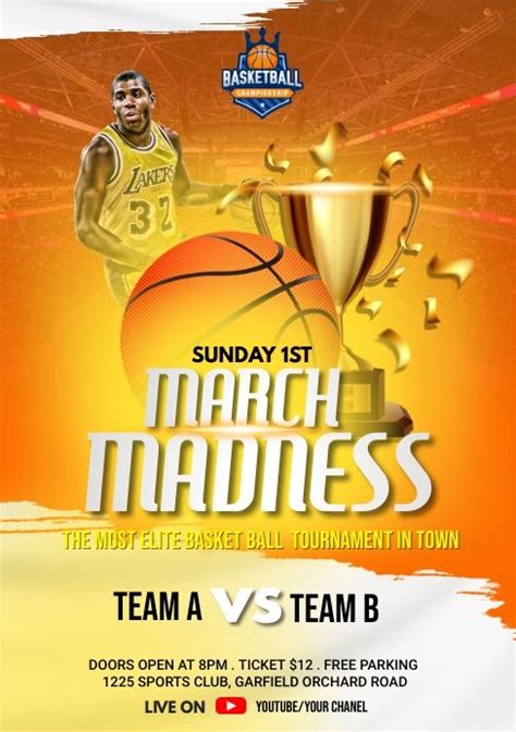 March Madness Basketball Flyer Template March Madness Basketball