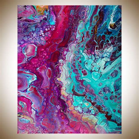 An Abstract Painting With Blue Pink And Purple Colors