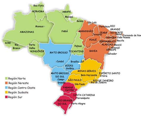Mapa De Las Regiones De Brasil