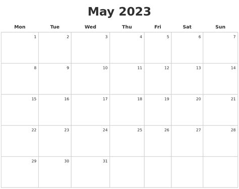 May 2023 Make A Calendar
