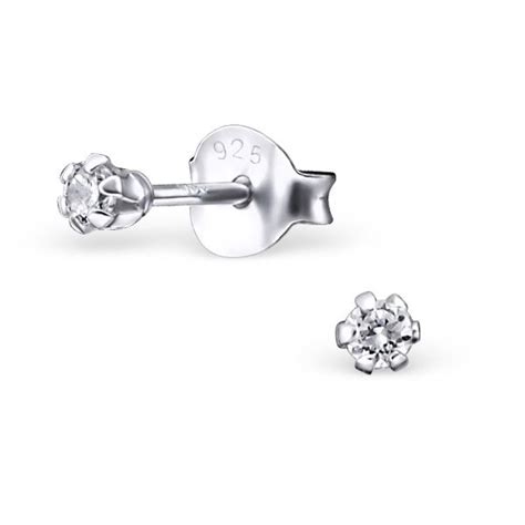 Mm Silver Cubic Zirconia Earring Studs Studio Jewellery Us