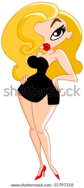 Sexy Cartoon Woman Wearing Black Little Stock Vector Royalty Free