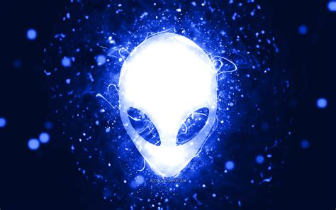 Télécharger Fonds Décran Logo Bleu Foncé Alienware 4k Néons Bleu