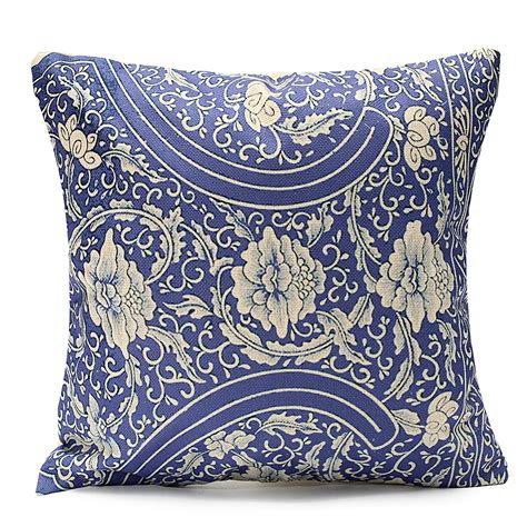 All orders are custom made and most ship worldwide within 24 hours. 45x45cm Vintage Oriental Blue Floral Cotton Linen Pillow Case Cushion Cover Home Decor | Alex NLD