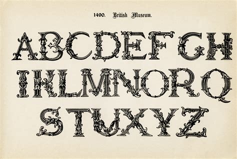Old Writing Font Alphabet