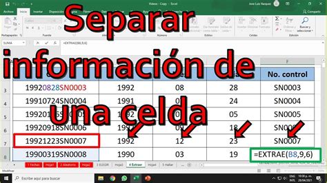 Excel Formula Extraer Para Separar Información De Una Celda Youtube
