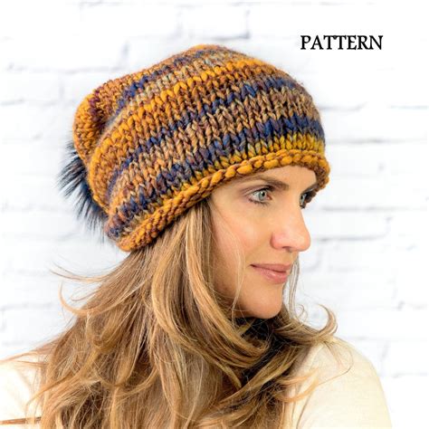 Knitting Pattern For Chunky Slouchy Beanie For Beginners Etsy Canada