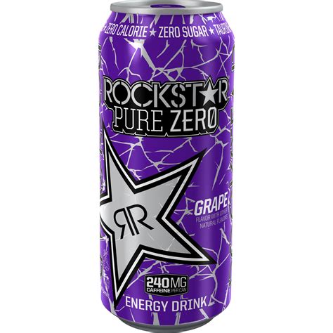 24 Cans Rockstar Pure Zero Energy Drink Grape 16 Fl Oz