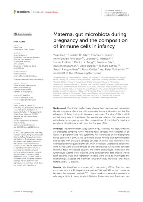 Pdf Maternal Gut Microbiota During Pregnancy And The Composition Of