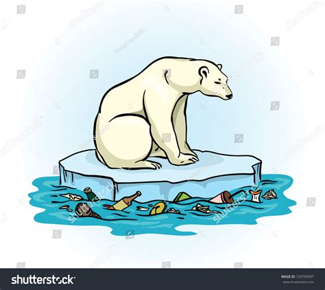 Polar Bear Sitting On Melting Ice Stock Vector 129793697 Shutterstock