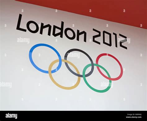 London 2012 Olympics With Olympic Logo Rings Stock Photo Alamy