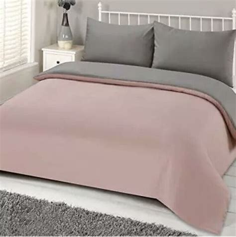 Brentfords Plain Dye Duvet Cover Quilt Bedding Set With Pillowcase Blush Pink Ebay