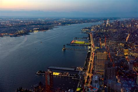 View Over The Hudson River New York Financial District And Ground
