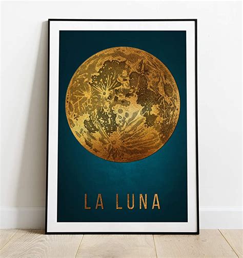 The Moon Print Moon Gold Effect Art Print Luna Print Home Wall Art