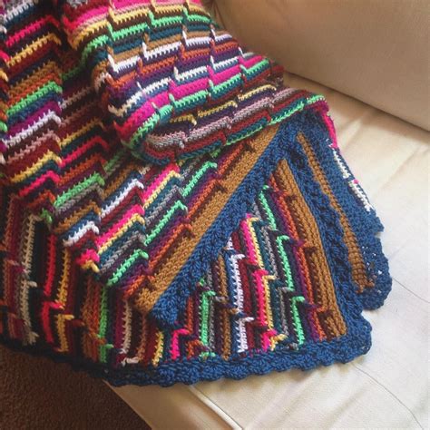 My Daughter S Scrap Yarn Blanket Is Finally Done Simple Crochet Project Perfect For All Of