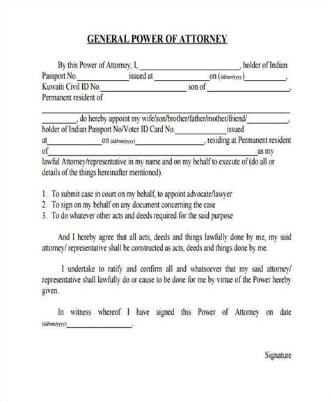 Free General Power Of Attorney Form Printable