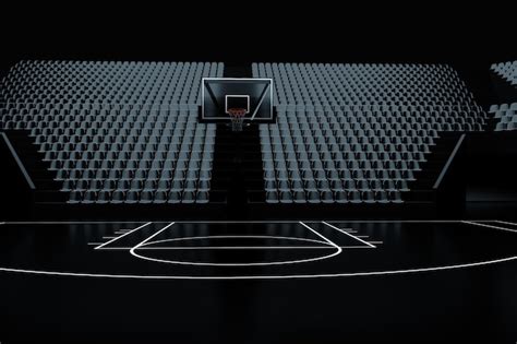 Premium Photo Black Basketball Hall With Empty Stands Dark Basketball