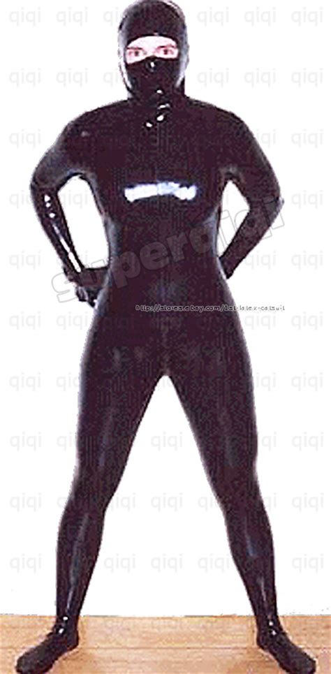 Latex Rubber 08mm Ninja Catsuit Suit Zentai Bodysuit Unique Unitard
