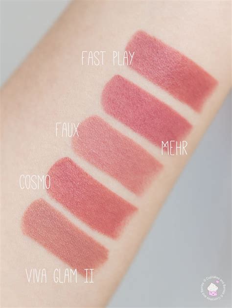Mac Lipstick Swatches Fast Play Amplified Mehr Matte Faux Satin Cosmo Amplified