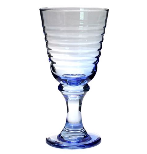 Libbey Blue Sirrus Glassware Wine Water Goblets Set Of 8 Ribbed Nice Ebay