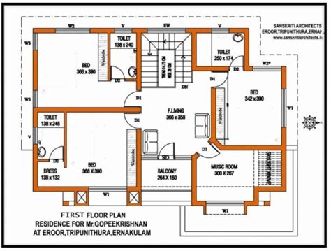 BHK House Floor Layout Plan Cadbull