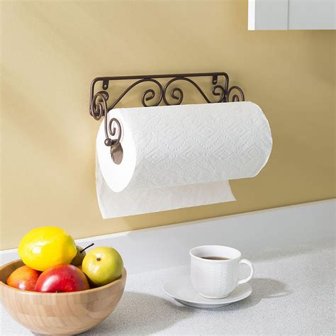 Scroll Collection Steel Wall Mounted Paper Towel Holder Bronze