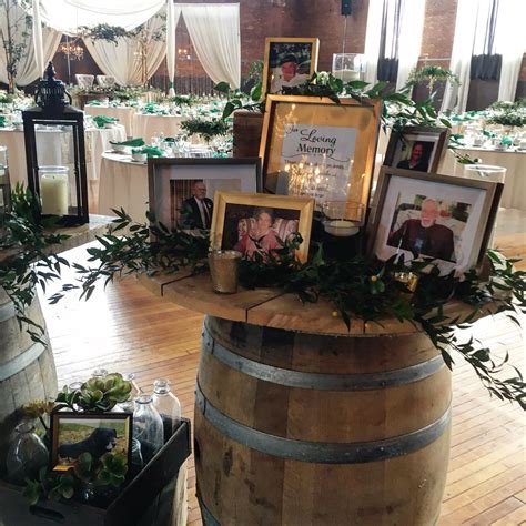 Pin By To Suit Your Fancy On Memory Tables Barrel Wedding Decor