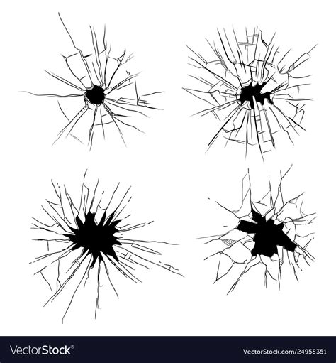Glass Cracked Breaking Effect Set Royalty Free Vector Image