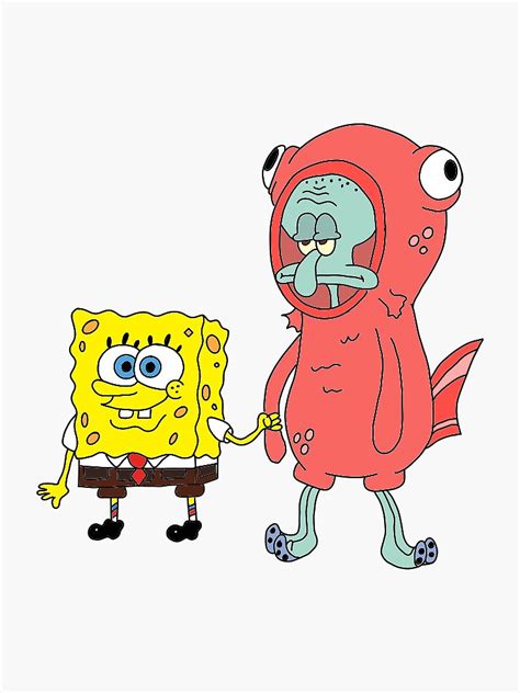 Spongebob And Squidward Sticker By Nmarssdorf Redbubble