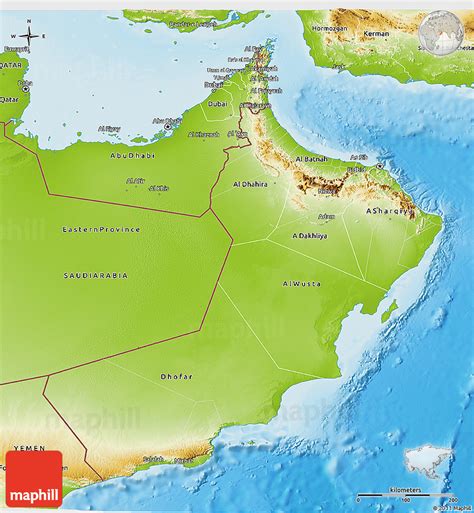 Oman coronavirus update with statistics and graphs: Physical 3D Map of Oman