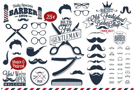 Vintage barber shop logo templates (psd), bies. Collection of barber shop logo ~ Illustrations ~ Creative ...