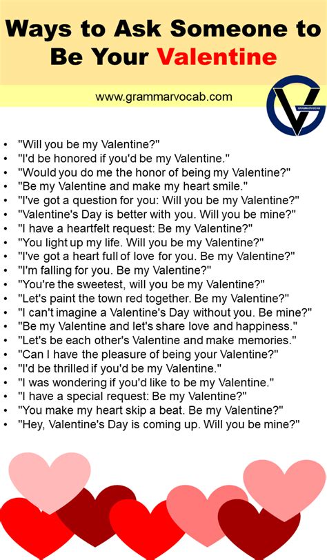 Cute Ways To Ask Someone To Be Your Valentine Grammarvocab